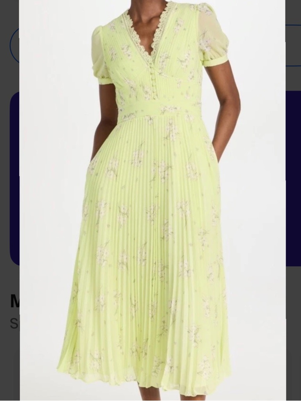 Self Portrait Lime Floral
Chiffon Midi Dress Green Sz
8 US (12 UK)